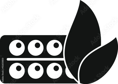 Simple black and white vector illustration representing the concept of natural medicine