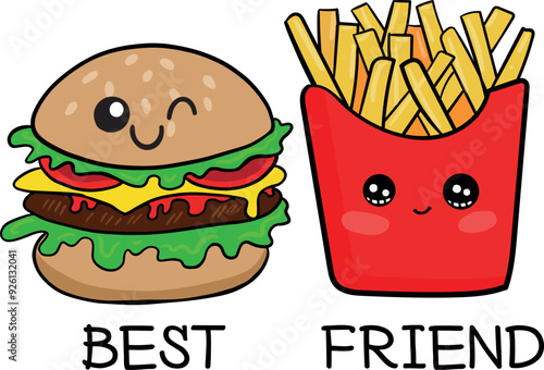 vector print for t shirt with burger and fries