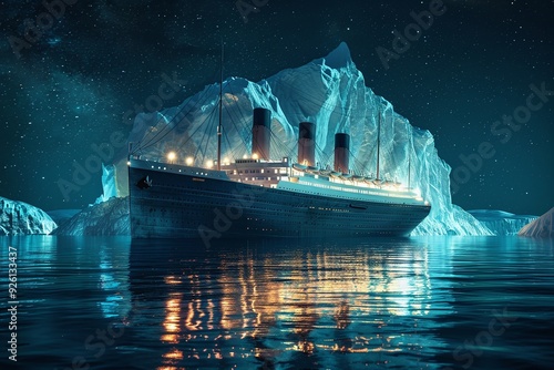 ai generative big ship and iceberg