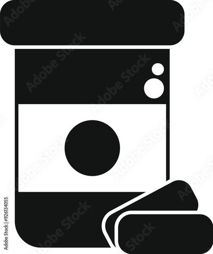 Simple vector icon of a chewing gum pack lying on its side with two pieces out