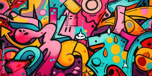 Vibrant Abstract Mural in Urban Setting created by ai