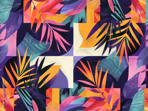 Tropical Geometry: Vibrant Pattern Wallpaper