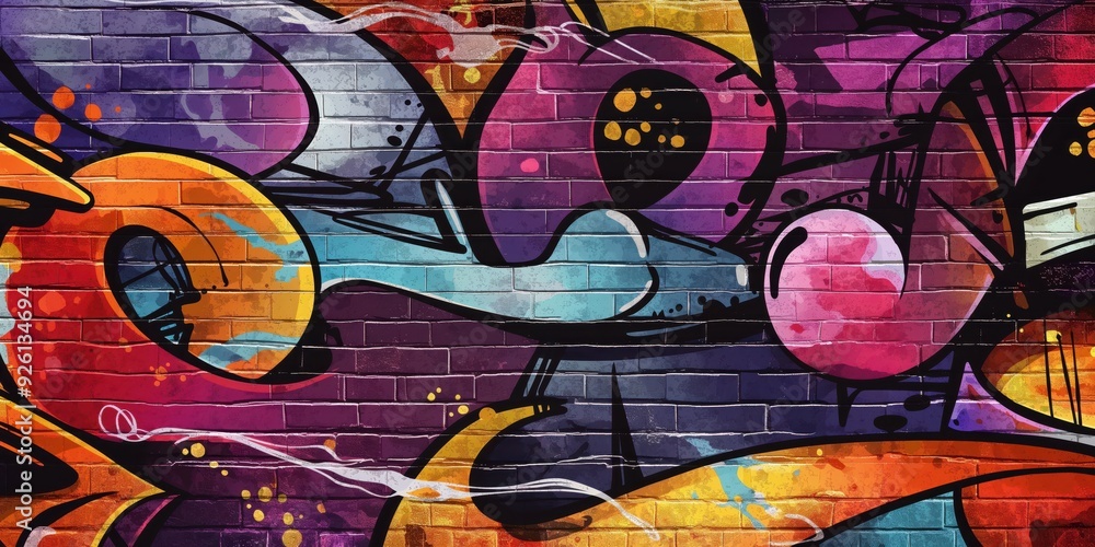 Obraz premium Vibrant Abstract Mural in Urban Setting created by ai