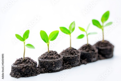 Plant growth on coin on white background business start idea and business building to success with generative ai