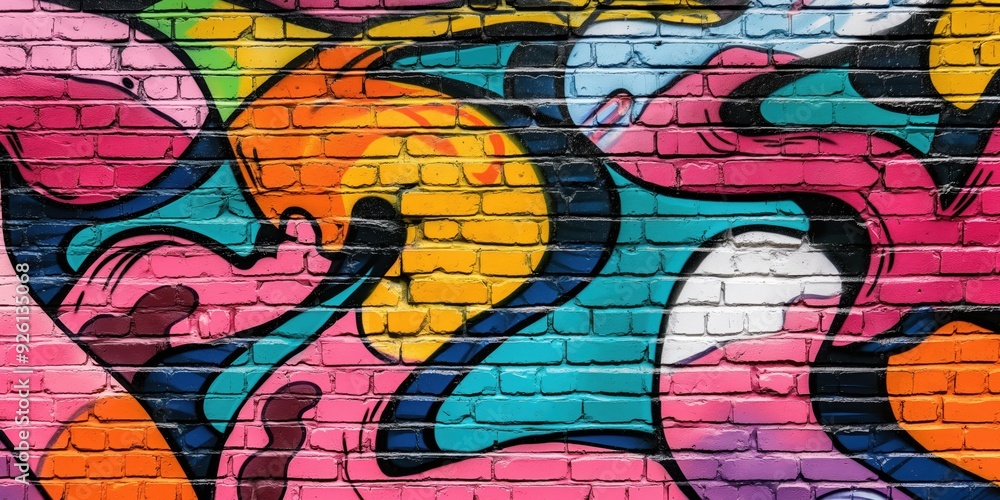 Obraz premium Vibrant Abstract Mural in Urban Setting created by ai