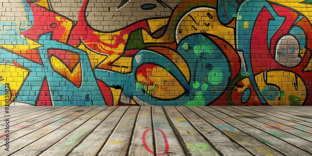 Fototapeta premium Vibrant Abstract Mural in Urban Setting created by ai