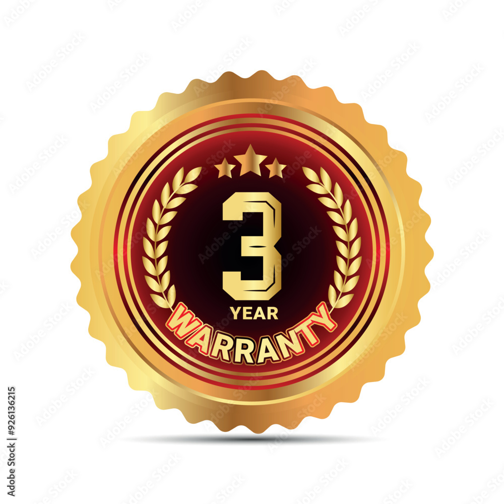 Naklejka premium 3 year warranty badge for packaging warranty sticker label