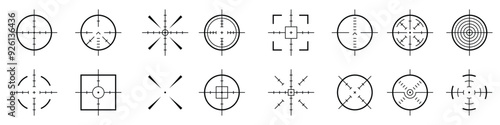 unusual bullseye accurate focus symbols precision aims shooter target vector icons.