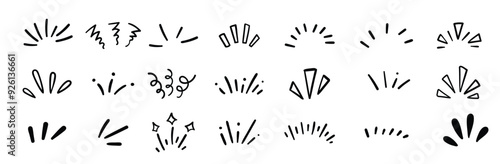 hand drawn cute curly lines expression cartoon movement