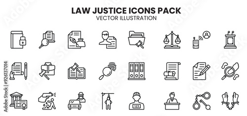 Law justice icons pack.