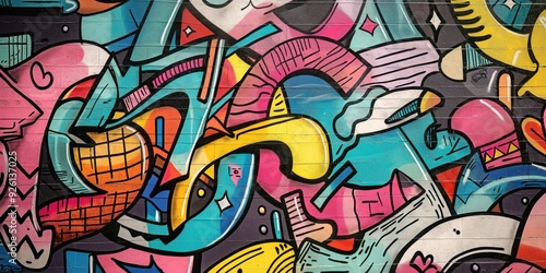 Wallpaper Mural Vibrant Abstract Mural in Urban Setting created by ai Torontodigital.ca