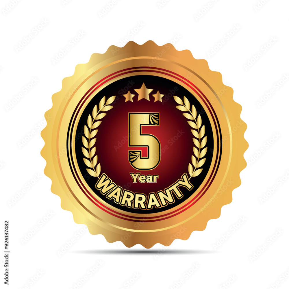 Fototapeta premium 5 year warranty badge for packaging sticker warranty sticker badge