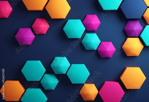 Vibrant 3D Hexagon Pattern, Abstract Colorful Background, Multicolored 3D Hexagon Grid, Bright 3D Hexagonal Mosaic, generative ai