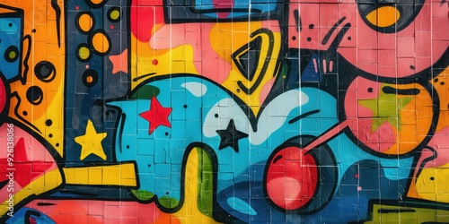 Vibrant Abstract Mural in Urban Setting created by ai