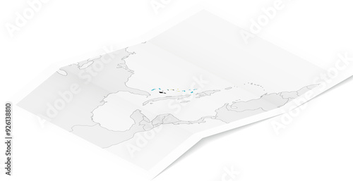 Isometric Map of The Bahamas with Flag