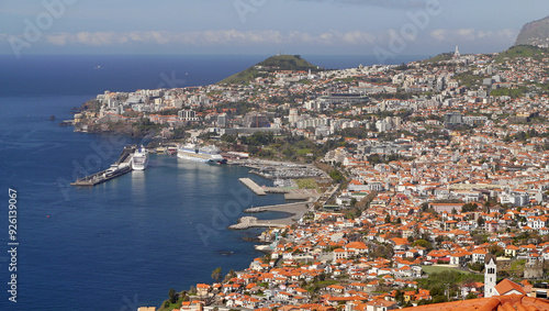 Harbor in Funchal, Madeira, Portugal, aerial view