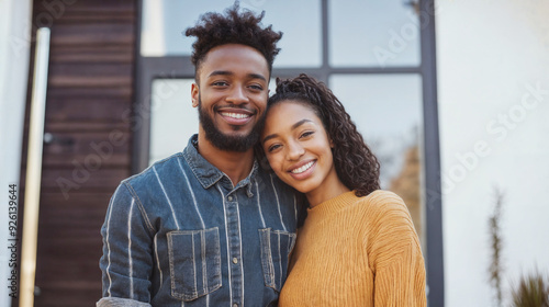 Young Couple Smiling Outside Their House