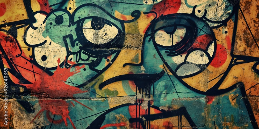 Obraz premium Vibrant Abstract Mural in Urban Setting created by ai