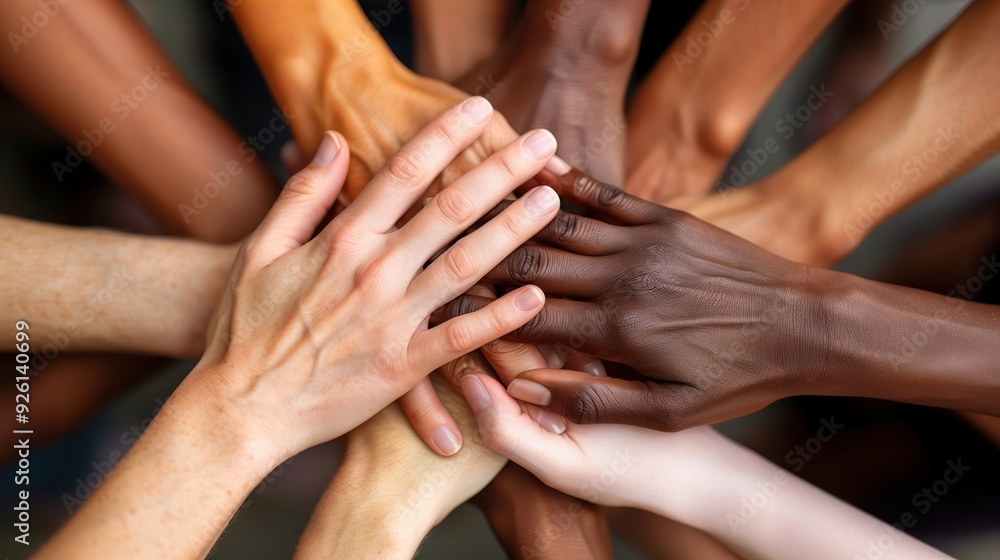 Diverse Group of Hands Together in Unity and Teamwork Expressing Community and Support Diverse Group of Hands Together in Unity and Teamwork Expressing Community and Support