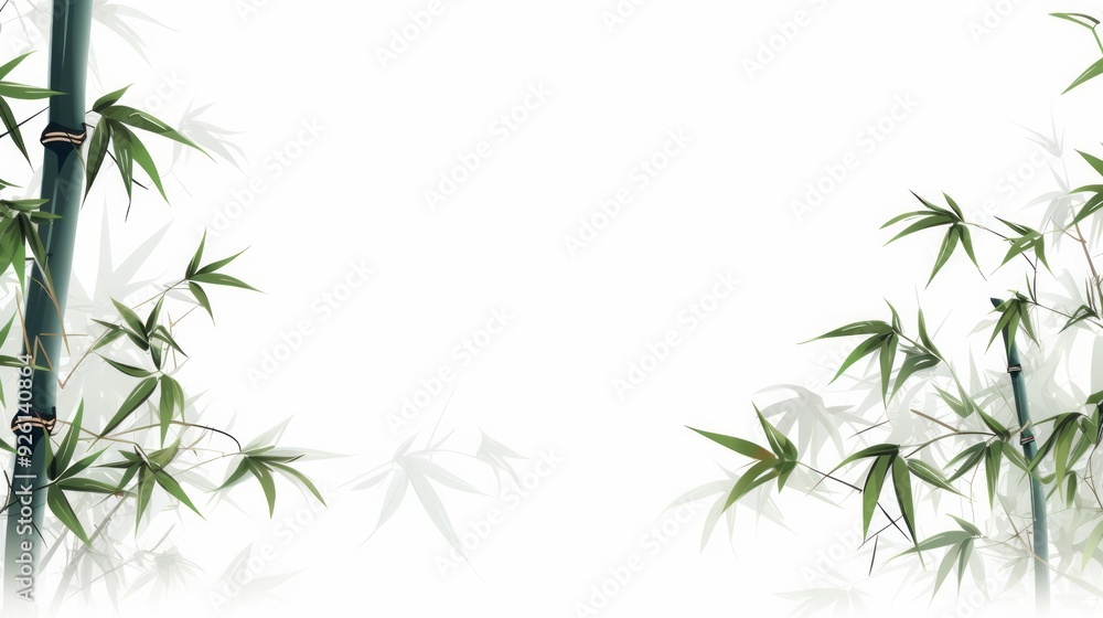 Bamboo plant isolated on a white background. Part of bamboo stems with leaves. Neural network ai generated art Bamboo plant isolated on a white background. Part of bamboo stems with leaves. Neural network ai generated art