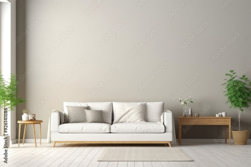 Fototapeta premium Home interior living room table wall architecture.