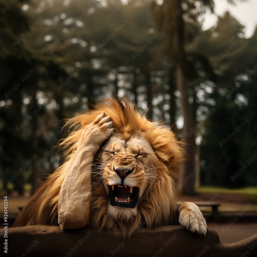 Naklejka premium Lion wildlife mammal animal.