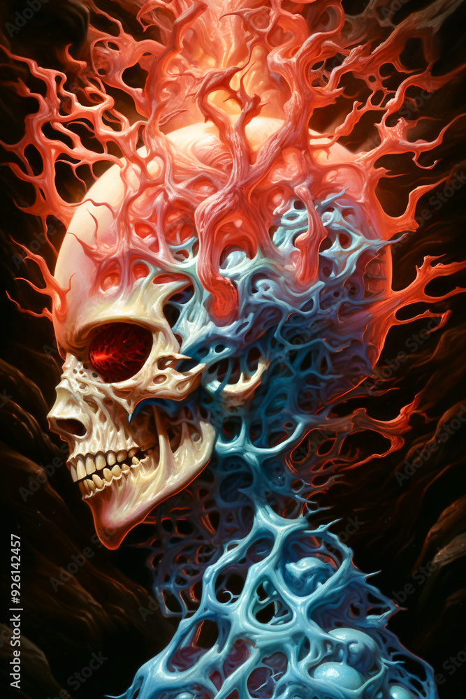 Naklejka premium psychedelic human skull