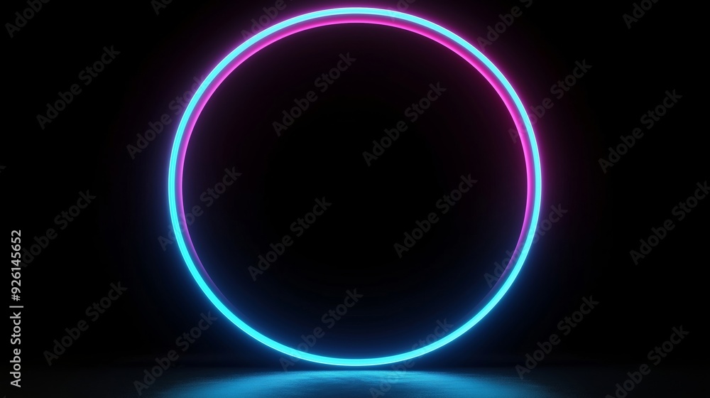 Stunning Glowing Neon Circle in Dark Background Stunning Glowing Neon Circle in Dark Background
