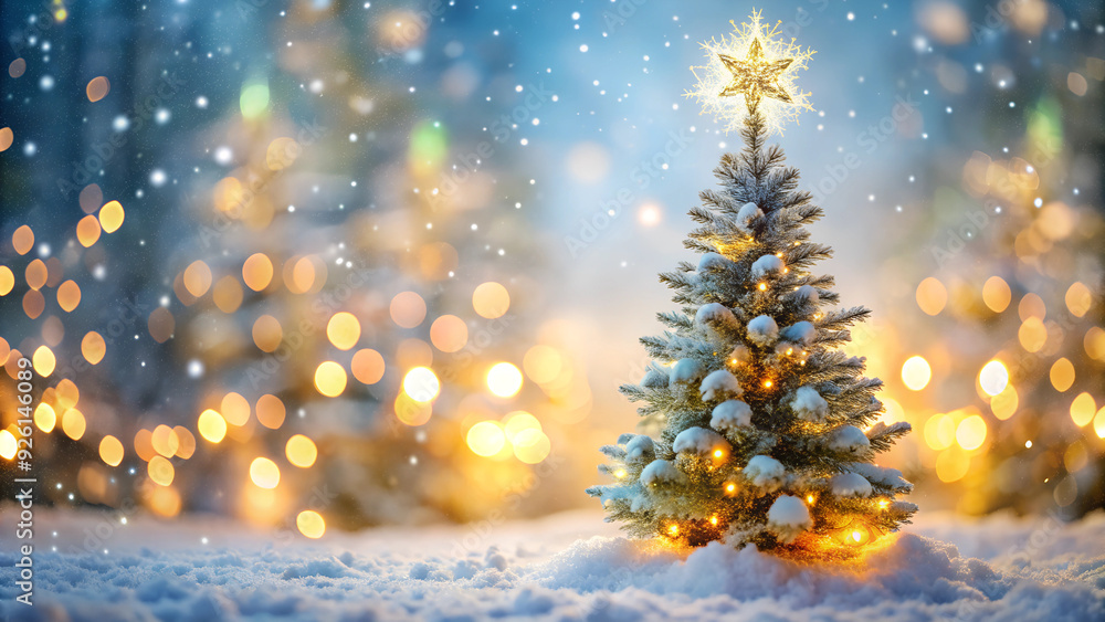 Sparkling Christmas Tree with a Blurred Winter Background: Capturing Holiday Magic Sparkling Christmas Tree with a Blurred Winter Background: Capturing Holiday Magic