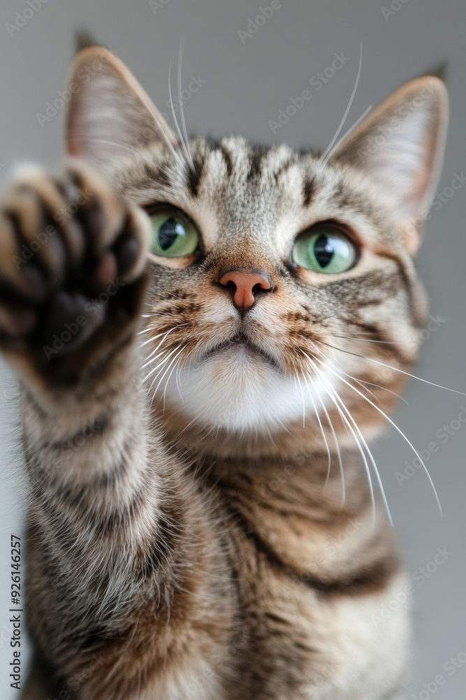 A cat playfully swiping with sharp claws, capturing its lively and playful behavior. A cat playfully swiping with sharp claws, capturing its lively and playful behavior.