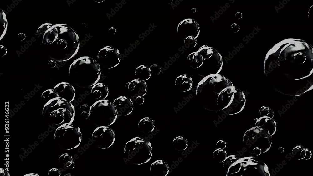 Bubbles floating and shimmering against a dark background in various sizes Bubbles floating and shimmering against a dark background in various sizes