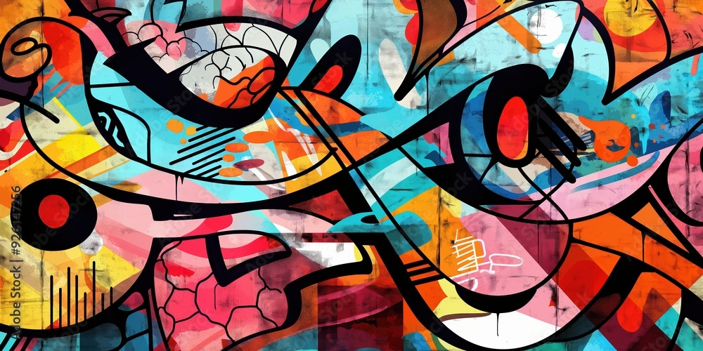custom made wallpaper toronto digitalVibrant Abstract Mural in Urban Setting created by ai