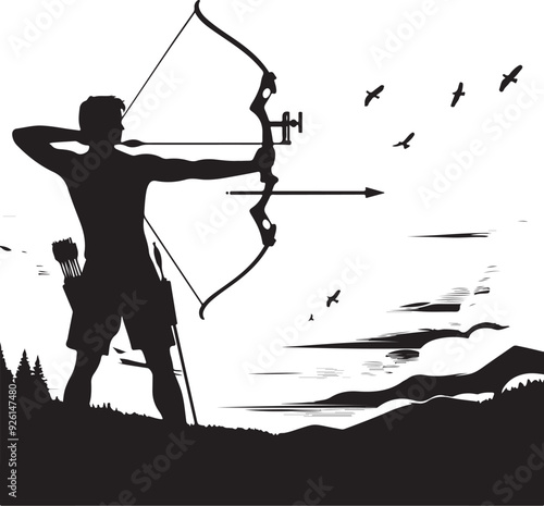 archery player vector design clipart flat style artwork photo