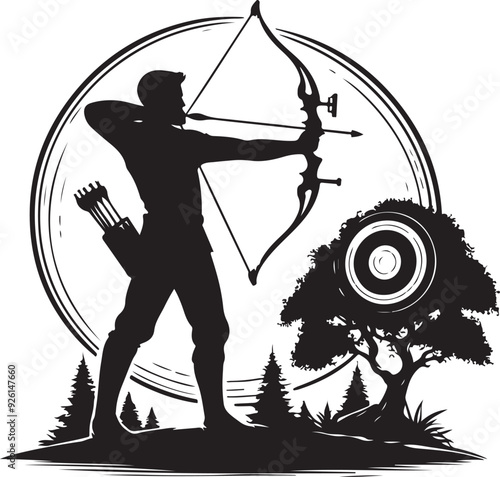 archery player vector design clipart flat style artwork photo