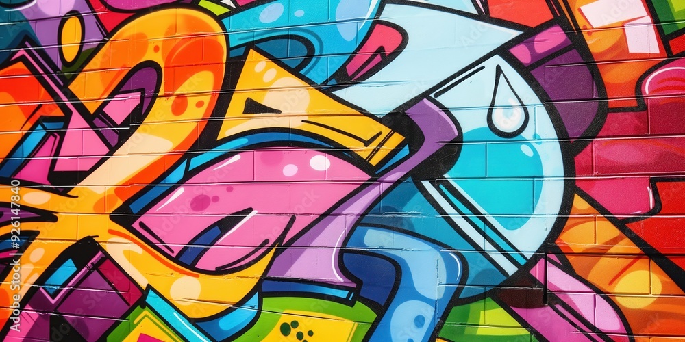 Obraz premium Vibrant Abstract Mural in Urban Setting created by ai