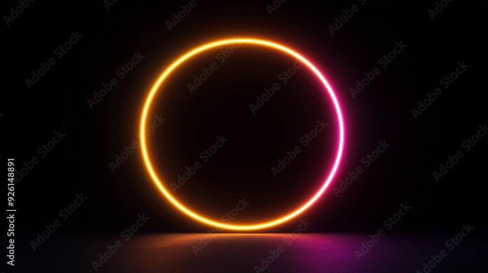 Naklejka premium Vibrant Neon Circle Illuminated Against Dark Background