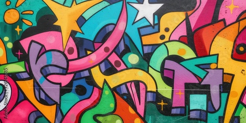 Wallpaper Mural Vibrant Abstract Mural in Urban Setting created by ai Torontodigital.ca