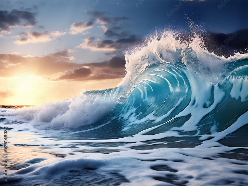 Yacht, wave, surfing, beach, sea, tsunami, ship, sky, sunset, white sand