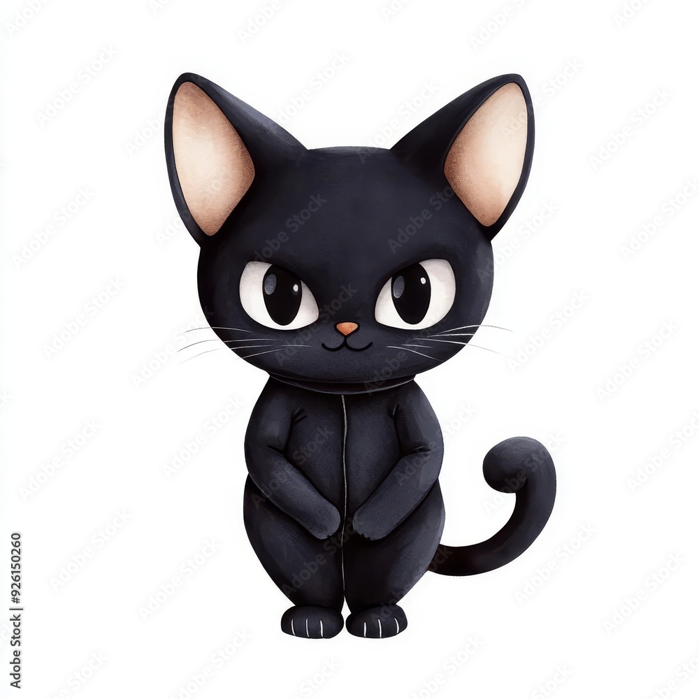 A black cat costume with a tail and ears on a solid white background, single object A black cat costume with a tail and ears on a solid white background, single object