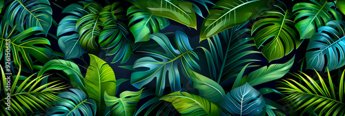 Wallpaper Mural A lush green background with many leaves and a few green and blue leaves Torontodigital.ca