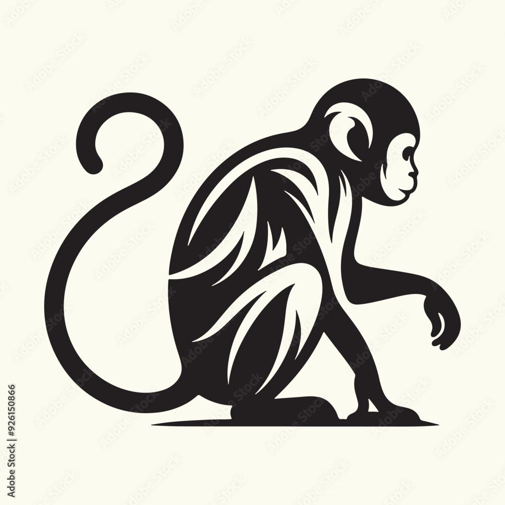 Obraz premium Monkey silhouette vector illustration design