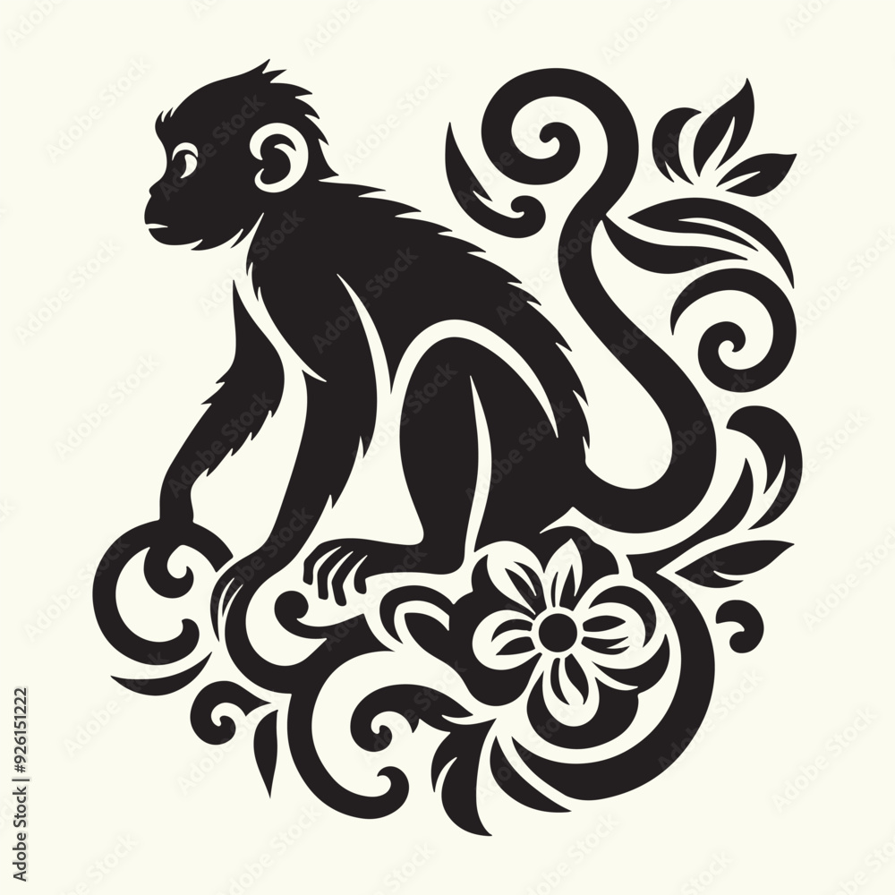 Monkey silhouette vector illustration design Monkey silhouette vector illustration design
