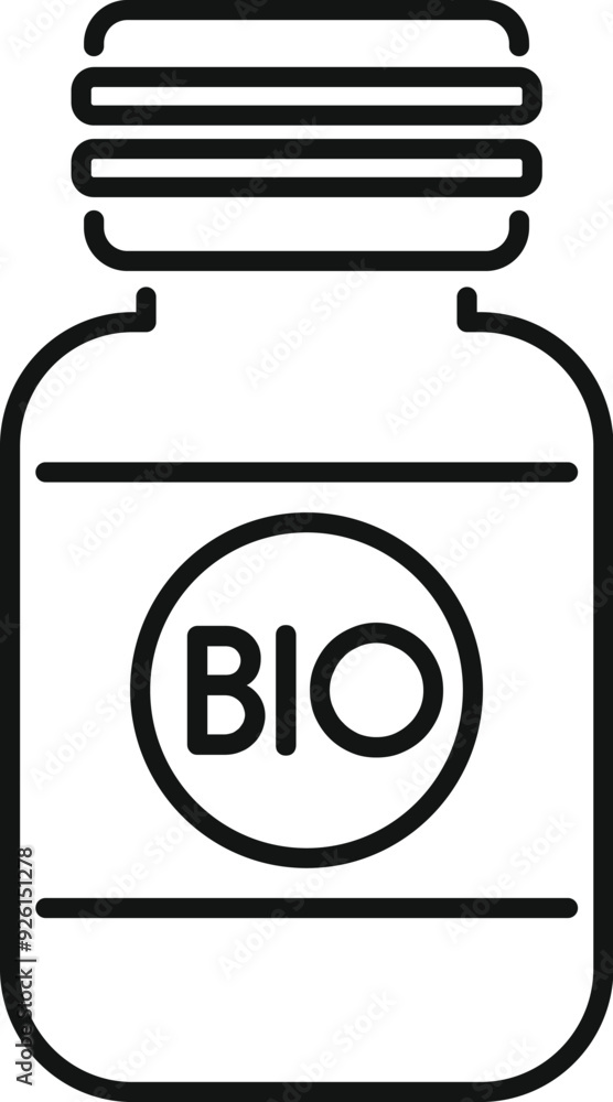 Simple line art illustration of a jar with a bio label, perfect for representing healthy and natural products Simple line art illustration of a jar with a bio label, perfect for representing healthy and natural products