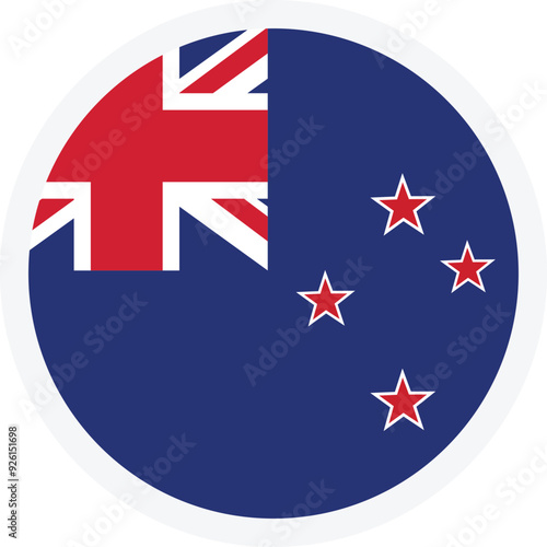 Flag of New Zealand. Round icon on transparent background. Flat style