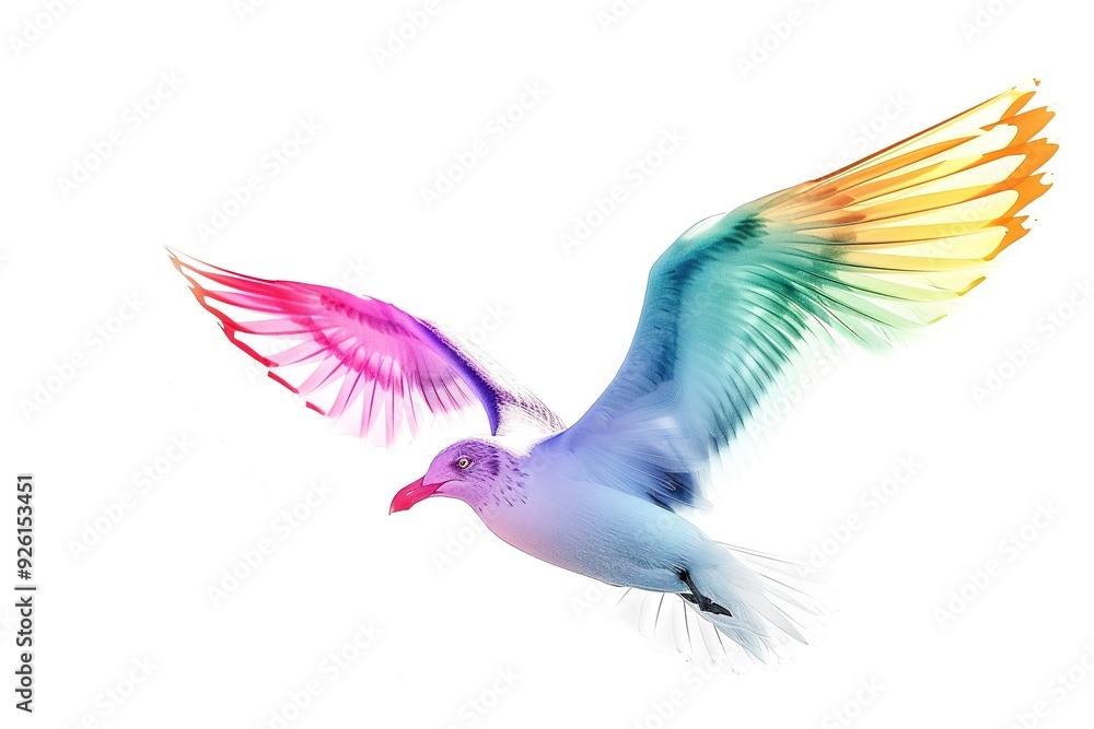 Obraz premium Beautiful illustration of a seagull with a white background isolated kawaii