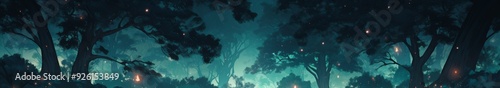 Enchanting Anime-Style Majestic Enigma: A Magical Tree in a Hauntingly Beautiful Forest, Realistic Cartoon Style Scenery Perfect for Gaming Art and Storybook Illustrations in 4K photo