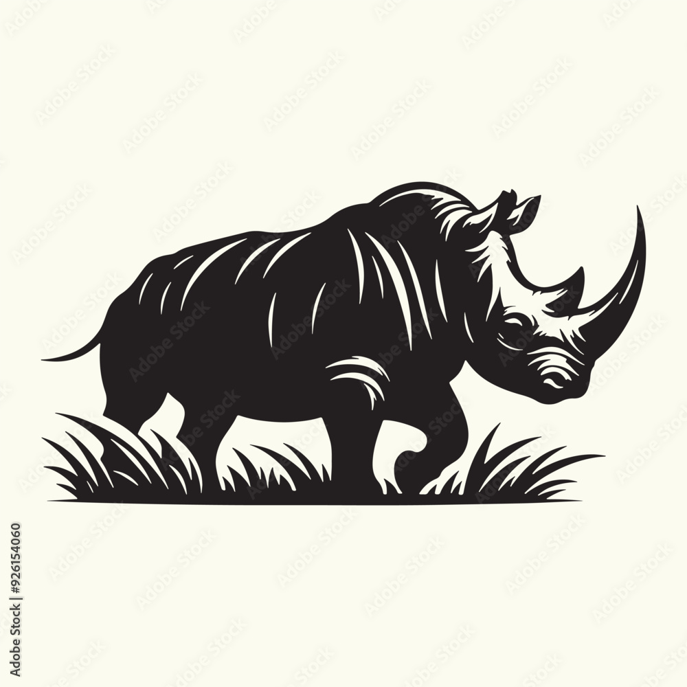 Fototapeta premium Rhinoceros silhouette vector illustration design