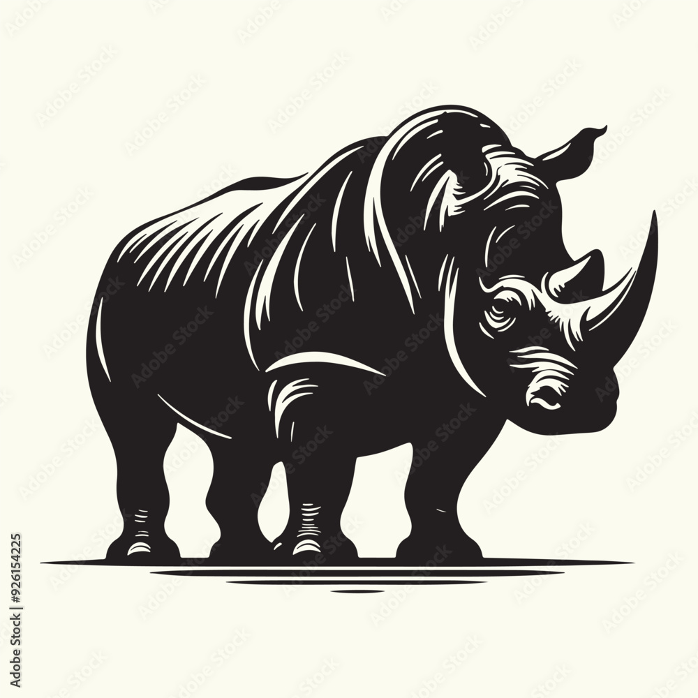 Fototapeta premium Rhinoceros silhouette vector illustration design