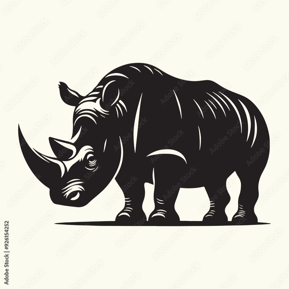 Fototapeta premium Rhinoceros silhouette vector illustration design