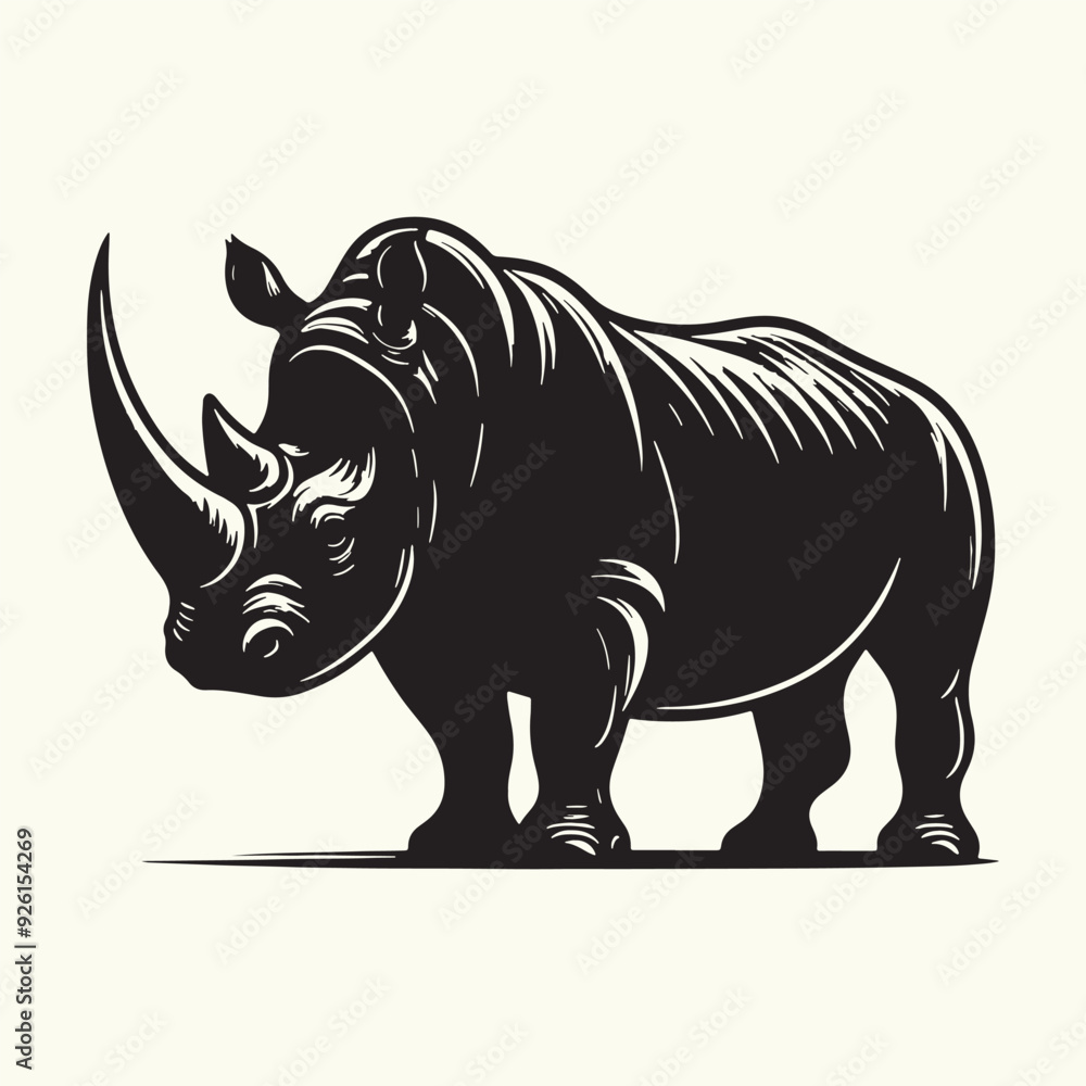 Fototapeta premium Rhinoceros silhouette vector illustration design